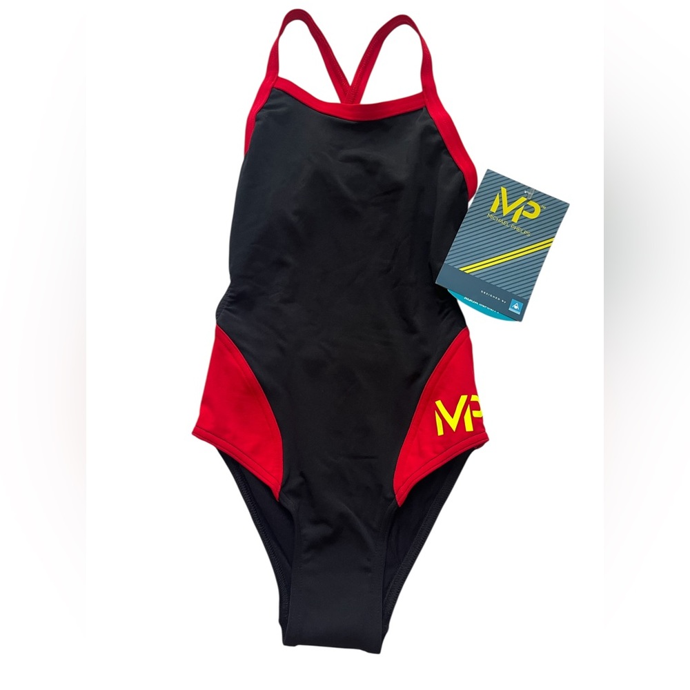 Aqua Sphere MP Michael Phelps Girls Sz 20 Splice Mid Back One Piece Swimsuit New